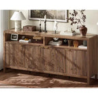 GustoWave Buffet de salle à manger 65,8 po avec porte cannelée, Armoire de rangement de cuisine moderne avec porte cannelée, Texture bois élégante