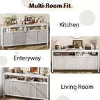 GustoWave Buffet de salle à manger 65,8 po avec porte cannelée, Armoire de rangement de cuisine moderne avec porte cannelée, Texture bois élégante