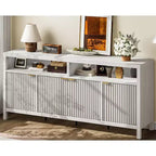 GustoWave Buffet de salle à manger 65,8 po avec porte cannelée, Armoire de rangement de cuisine moderne avec porte cannelée, Texture bois élégante