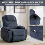 Fauteuil inclinable ultra-confortable en velours côtelé pour petits espaces, fauteuils inclinables électriques réglables mis à jour pour adultes avec 2 poches latérales