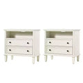 Davide 2 - Drawer Solid Wood end table with Solid Wood Legs Set of 2|ARTFUL LIVING DESIGNS-WHITE