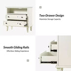 Davide 2 - Table de chevet en bois massif avec tiroir et pieds en bois massif Lot de 2|ARTFUL LIVING DESIGNS-BLANC