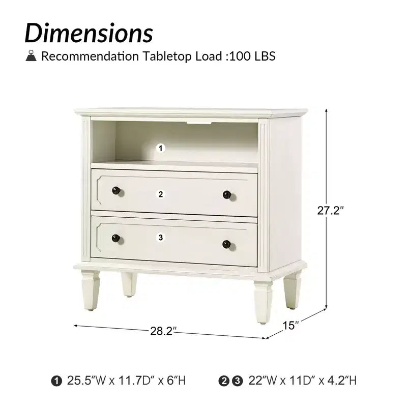 Davide 2 - Table de chevet en bois massif avec tiroir et pieds en bois massif Lot de 2|ARTFUL LIVING DESIGNS-BLANC