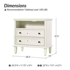 Davide 2 - Table de chevet en bois massif avec tiroir et pieds en bois massif Lot de 2|ARTFUL LIVING DESIGNS-BLANC