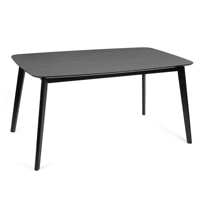 Okak 59IN Table à manger minimaliste avec pieds en bois, Table de cuisine moderne, Table rectangulaire pour salon, cuisine, salle à manger, Noir