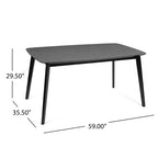 Okak 59IN Table à manger minimaliste avec pieds en bois, Table de cuisine moderne, Table rectangulaire pour salon, cuisine, salle à manger, Noir