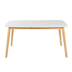 Table à manger rectangulaire minimaliste Okak 59IN, table de cuisine avec pieds en bois d'hévéa, table de dîner pour salle à manger, cuisine, chêne blanc
