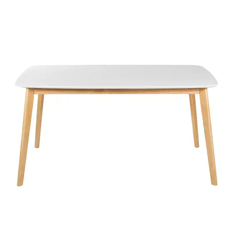 Table à manger rectangulaire minimaliste Okak 59IN, table de cuisine avec pieds en bois d'hévéa, table de dîner pour salle à manger, cuisine, chêne blanc