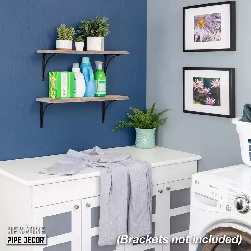 RESTORE Étagère murale en bois à rebord brut gris Riverstone de 24 po (bois seulement) par Pipe Decor