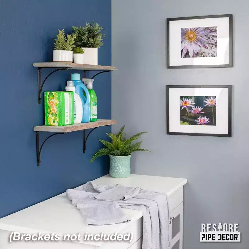RESTORE Étagère murale en bois à rebord brut gris Riverstone de 24 po (bois seulement) par Pipe Decor