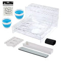HG Art Concepts Mezzo Artist Studio Watercolor Organizer - Watercolor Paint Brush Holder w/ Palette, Drip Pan, Collapsible Cups, Magnetic Half Pans &