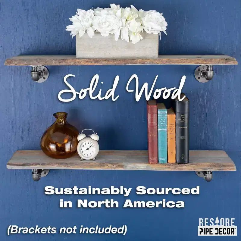 Étagère en bois à bords bruts Riverstone gris de 91,44 cm (bois seulement) RESTORE par Pipe Decor