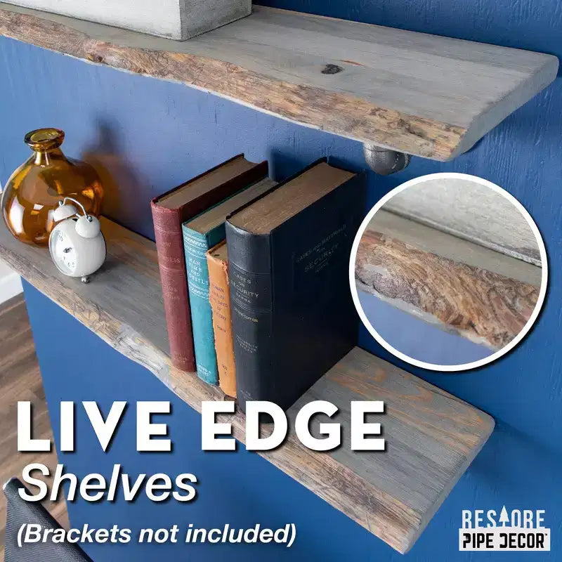 Étagère en bois à bords bruts Riverstone gris de 91,44 cm (bois seulement) RESTORE par Pipe Decor