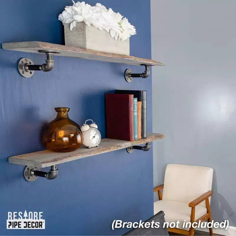 Étagère en bois à bords bruts Riverstone gris de 91,44 cm (bois seulement) RESTORE par Pipe Decor