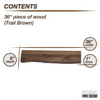 Étagère en bois à bord brut RESTORE Trail Brown de 91,44 cm (bois seulement) par Pipe Decor