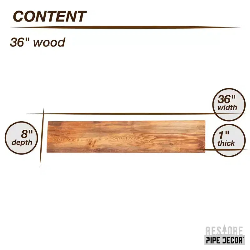 RESTORE Sunset Cedar Étagère en bois de 36 po (Bois seulement) par Pipe Decor