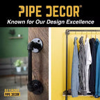 Pipe Decor Porte-vêtements mural de 91 cm avec étagère en bois, gris Riverstone