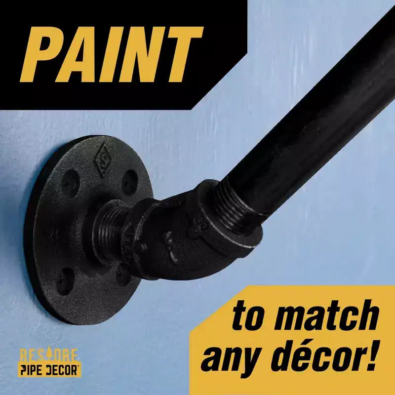 Pipe Decor Porte-vêtements mural de 91 cm avec étagère en bois, gris Riverstone