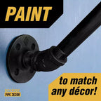 Pipe Decor Porte-vêtements mural de 91 cm avec étagère en bois, gris Riverstone