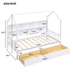 Lit cabane double avec lit gigogne et étagères de rangement, lit Montessori pour enfants en bois, cadre de lit tente de jeu pour filles et garçons, blanc