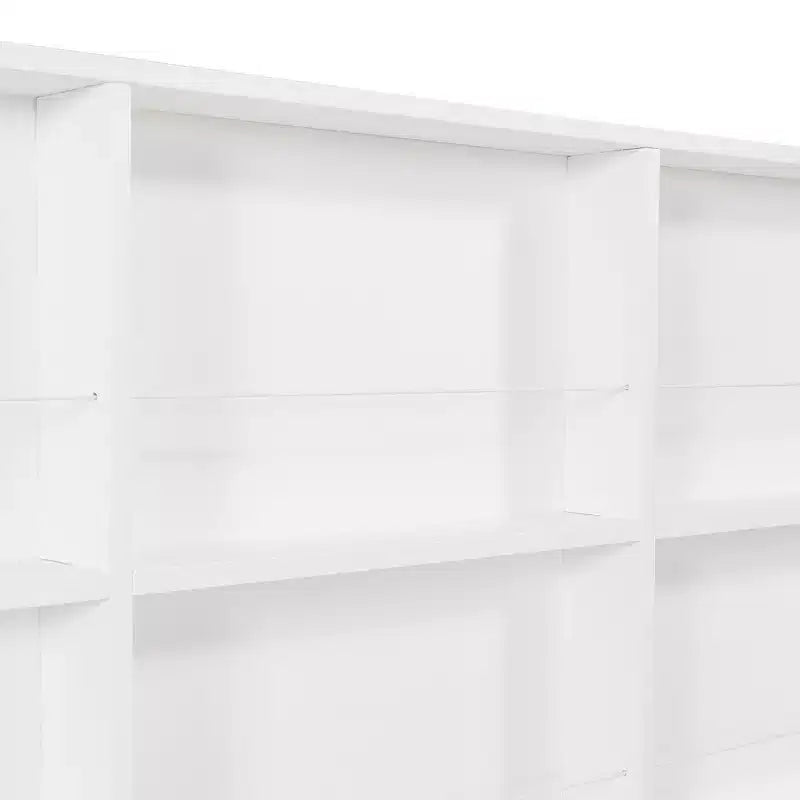 Lit cabane double avec lit gigogne et étagères de rangement, lit Montessori pour enfants en bois, cadre de lit tente de jeu pour filles et garçons, blanc