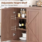 Meuble de rangement 76 cm, buffet en bois à double porte avec 2 étagères réglables, armoire d'entrée rustique marron pour cuisine, chambre, salon