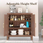 Meuble de rangement 76 cm, buffet en bois à double porte avec 2 étagères réglables, armoire d'entrée rustique marron pour cuisine, chambre, salon
