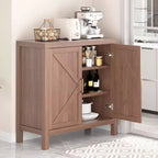 Meuble de rangement 76 cm, buffet en bois à double porte avec 2 étagères réglables, armoire d'entrée rustique marron pour cuisine, chambre, salon
