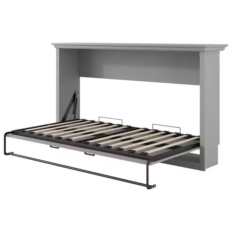Lit escamotable en bois, lit mural Murphy, lit escamotable multifonctionnel avec meuble pliable, lit plateforme pour chambre à coucher, chambre d'amis, bureau, gris