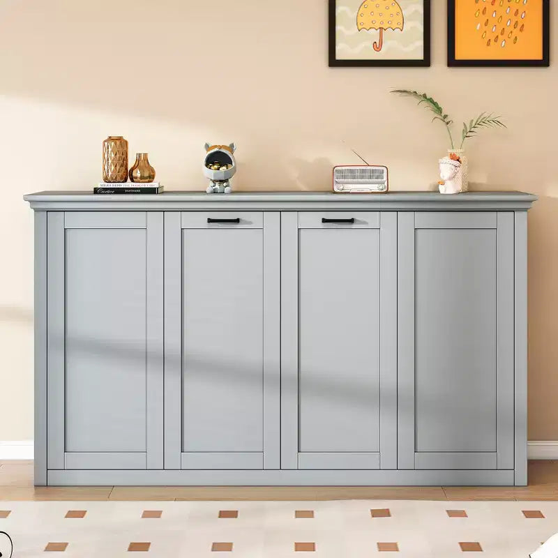 Lit escamotable en bois, lit mural Murphy, lit escamotable multifonctionnel avec meuble pliable, lit plateforme pour chambre à coucher, chambre d'amis, bureau, gris