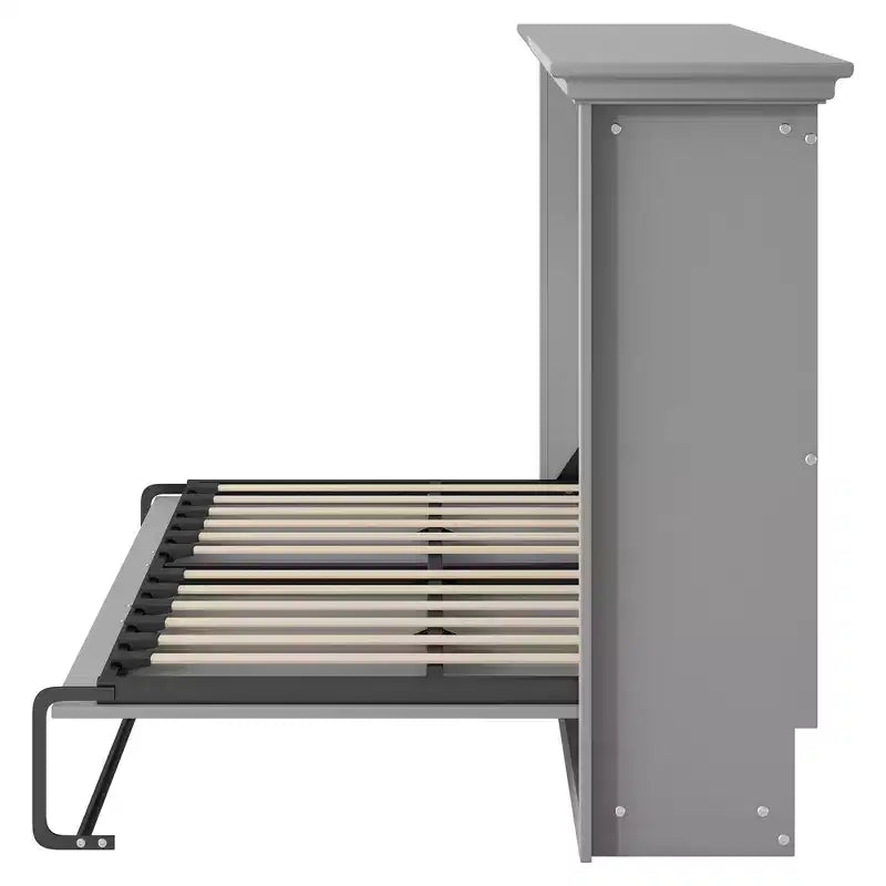 Lit escamotable en bois, lit mural Murphy, lit escamotable multifonctionnel avec meuble pliable, lit plateforme pour chambre à coucher, chambre d'amis, bureau, gris