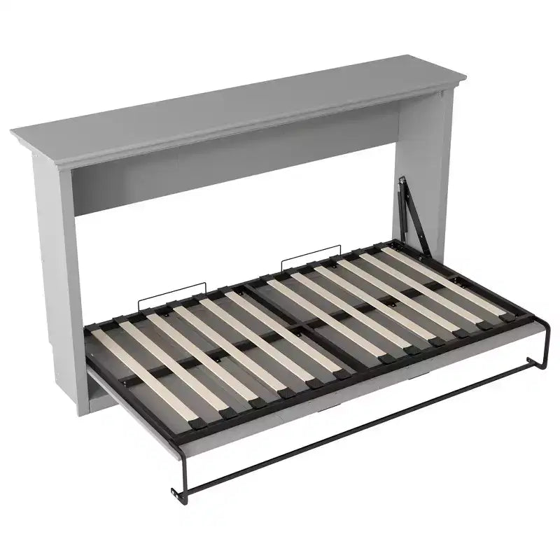 Lit escamotable en bois, lit mural Murphy, lit escamotable multifonctionnel avec meuble pliable, lit plateforme pour chambre à coucher, chambre d'amis, bureau, gris