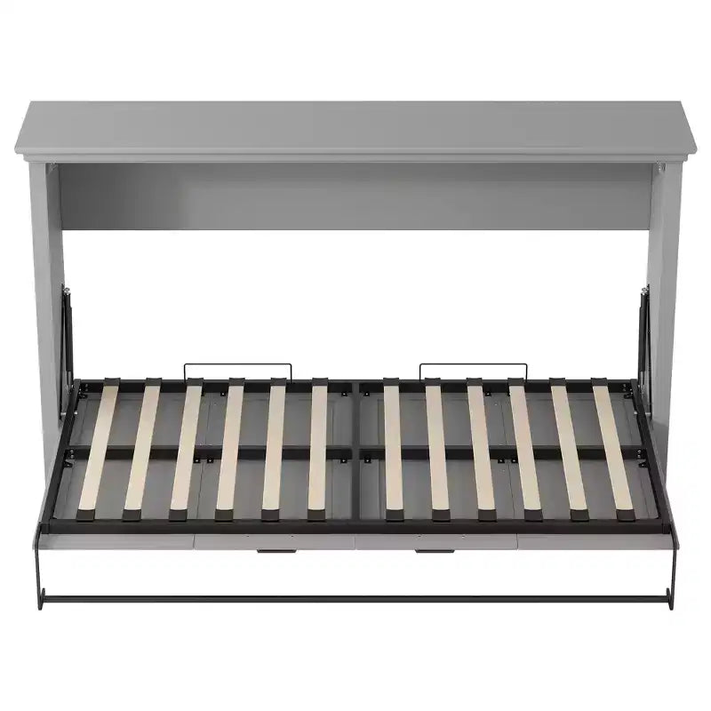 Lit escamotable en bois, lit mural Murphy, lit escamotable multifonctionnel avec meuble pliable, lit plateforme pour chambre à coucher, chambre d'amis, bureau, gris