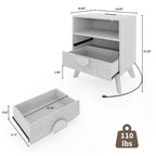GustoWave Table de Chevet Fermière Cannelée, Lot de 1 ou 2, Tables de Nuit Hautes en Bois, Table d'Appoint avec 2 Tiroirs, Étagère Ouverte et Pieds