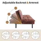 Canapé-lit futon convertible en similicuir Dyonery 71 avec dossier et accoudoirs réglables, canapé-lit confortable pour les petits espaces