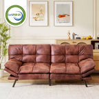 Canapé-lit futon convertible en similicuir Dyonery 71 avec dossier et accoudoirs réglables, canapé-lit confortable pour les petits espaces