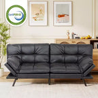 Canapé-lit futon convertible en similicuir Dyonery 71 avec dossier et accoudoirs réglables, canapé-lit confortable pour les petits espaces