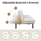 Canapé-lit futon convertible en similicuir Dyonery 71 avec dossier et accoudoirs réglables, canapé-lit confortable pour les petits espaces