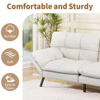 Canapé-lit futon convertible en similicuir Dyonery 71 avec dossier et accoudoirs réglables, canapé-lit confortable pour les petits espaces