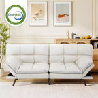 Canapé-lit futon convertible en similicuir Dyonery 71 avec dossier et accoudoirs réglables, canapé-lit confortable pour les petits espaces