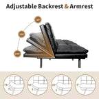 Canapé-lit futon convertible en similicuir Dyonery 71 avec dossier et accoudoirs réglables, canapé-lit confortable pour les petits espaces