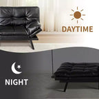 Canapé-lit futon convertible en similicuir Dyonery 71 avec dossier et accoudoirs réglables, canapé-lit confortable pour les petits espaces