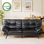 Canapé-lit futon convertible en similicuir Dyonery 71 avec dossier et accoudoirs réglables, canapé-lit confortable pour les petits espaces