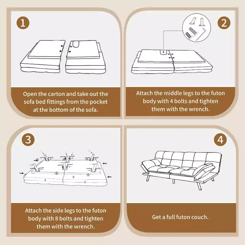 Canapé-lit futon convertible en similicuir Dyonery 71 avec dossier et accoudoirs réglables, canapé-lit confortable pour les petits espaces