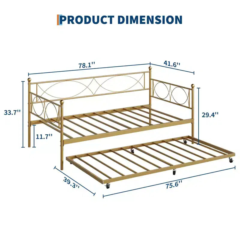Lit de repos gigogne - Lit de repos jumeau avec gigogne, cadre de canapé en métal avec support de lattes en acier - Lit de repos multifonctionnel pour chambre à coucher, chambre d'amis