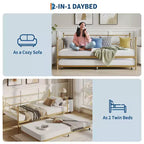 Lit de repos gigogne - Lit de repos jumeau avec gigogne, cadre de canapé en métal avec support de lattes en acier - Lit de repos multifonctionnel pour chambre à coucher, chambre d'amis