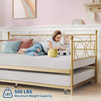 Lit de repos gigogne - Lit de repos jumeau avec gigogne, cadre de canapé en métal avec support de lattes en acier - Lit de repos multifonctionnel pour chambre à coucher, chambre d'amis