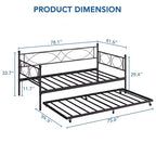 Lit de repos gigogne - Lit de repos jumeau avec gigogne, cadre de canapé en métal avec support de lattes en acier - Lit de repos multifonctionnel pour chambre à coucher, chambre d'amis