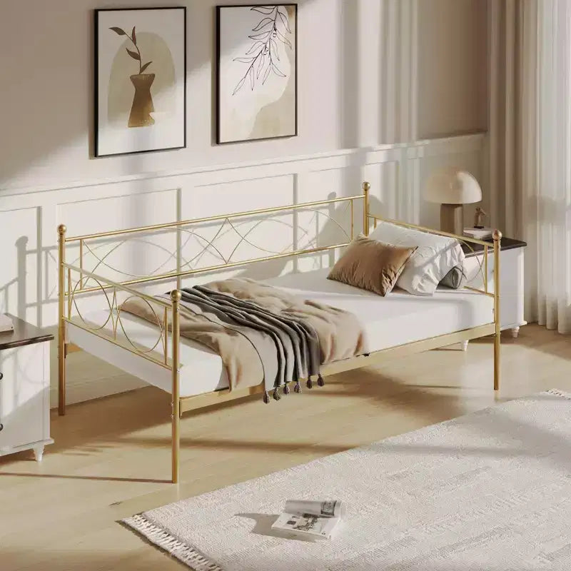 Lit de repos gigogne - Lit de repos jumeau avec gigogne, cadre de canapé en métal avec support de lattes en acier - Lit de repos multifonctionnel pour chambre à coucher, chambre d'amis