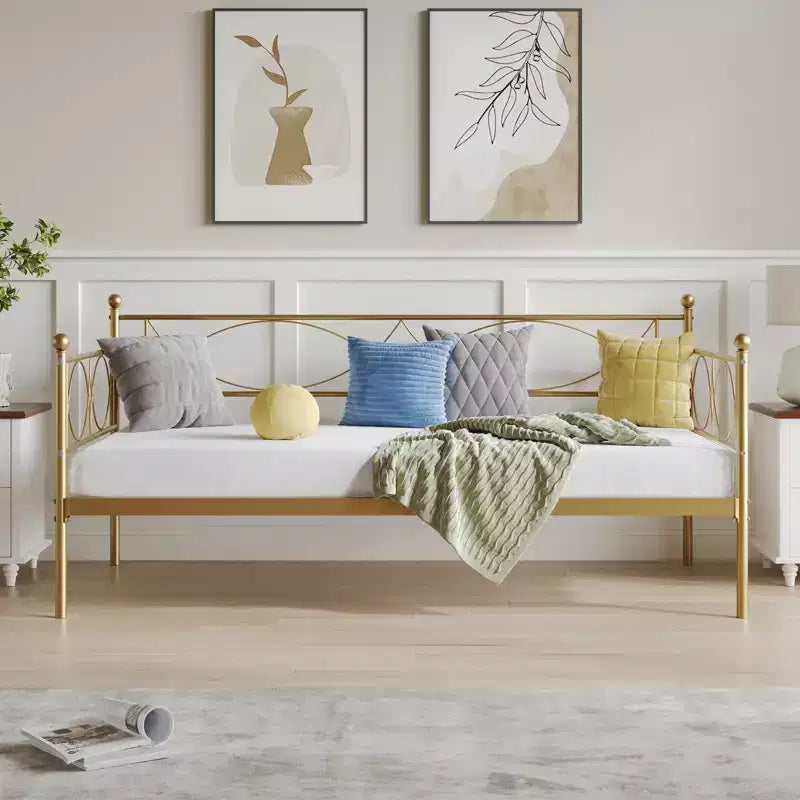 Lit de repos gigogne - Lit de repos jumeau avec gigogne, cadre de canapé en métal avec support de lattes en acier - Lit de repos multifonctionnel pour chambre à coucher, chambre d'amis